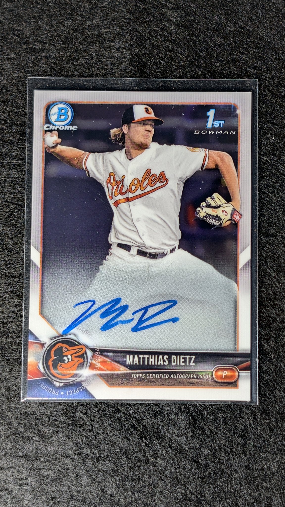 Matthias Dietz 2018 Bowman #PA-MD Prospect Autographs Baltimore Orioles - front image