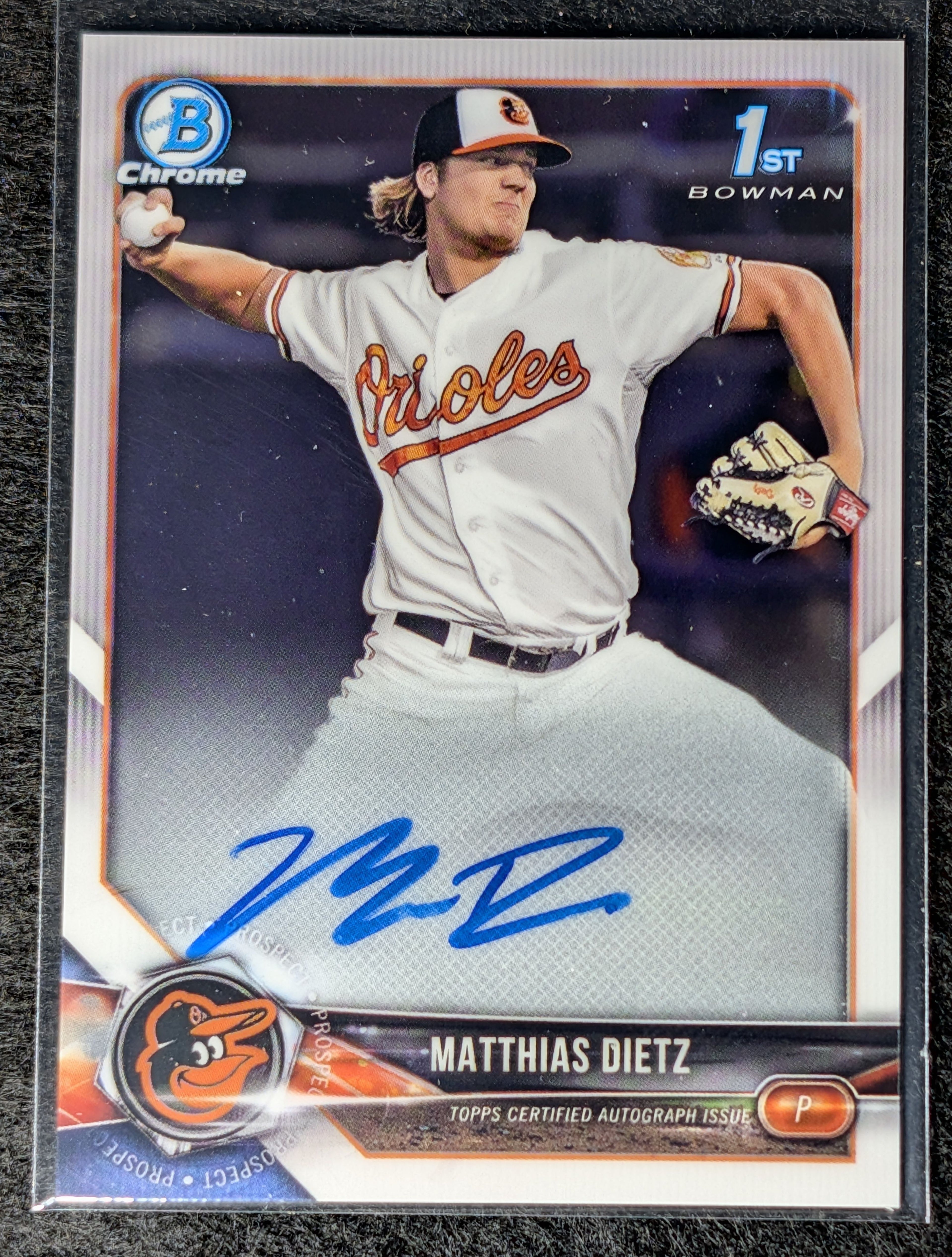 2018 Bowman Matthias Dietz #PA-MD Prospect Autographs Baltimore Orioles