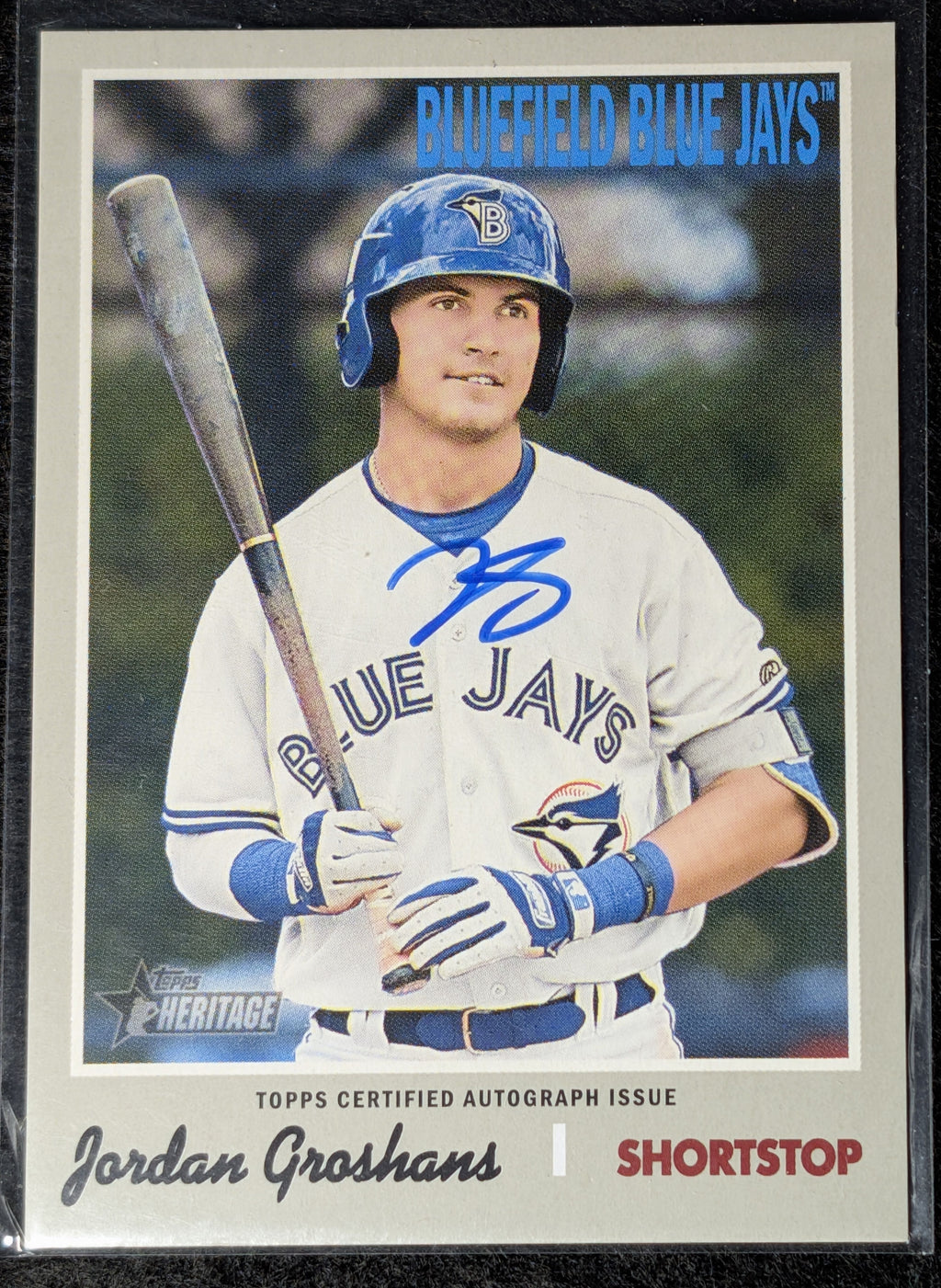 2019 Topps Heritage Minor League Jordan Groshans #ROA-JG Real One Autographs Bluefield Blue Jays