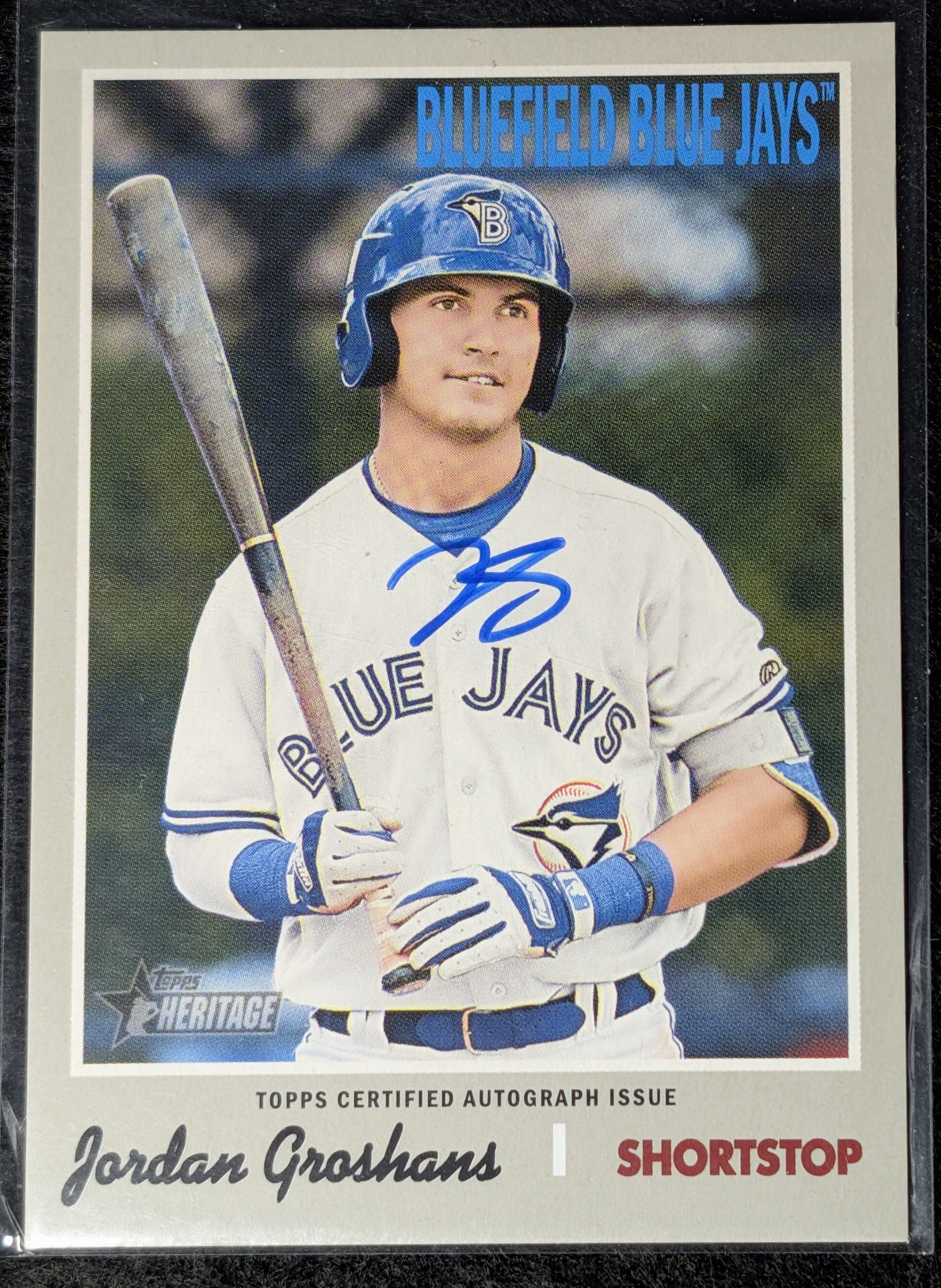 2019 Topps Heritage Minor League Jordan Groshans #ROA-JG Real One Autographs Bluefield Blue Jays