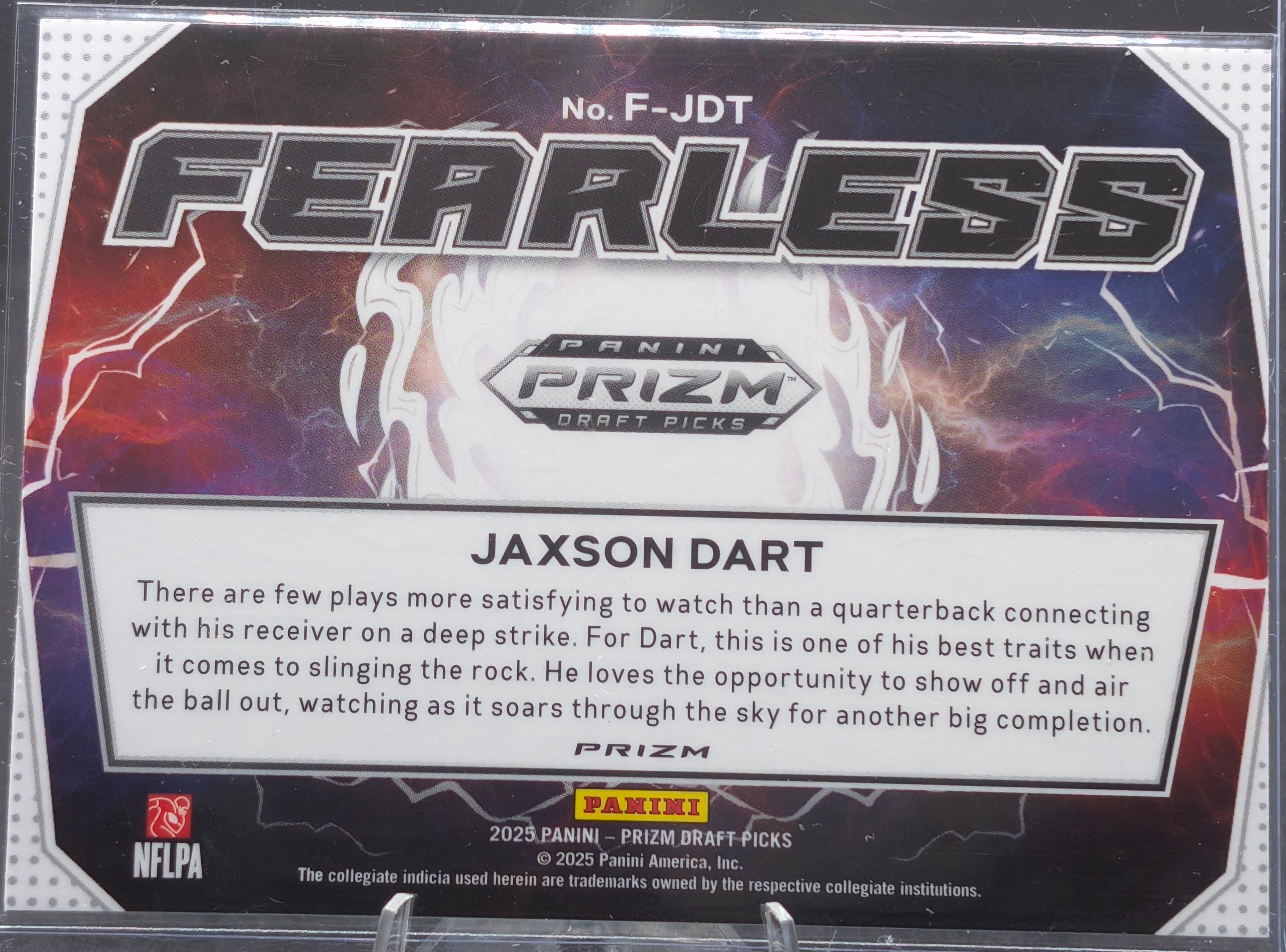 2025 Panini Prizm Draft Picks #F-JDT Jaxson Dart Fearless Red Ice