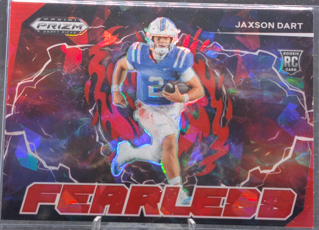 2025 Panini Prizm Draft Picks Jaxson Dart #F-JDT Fearless Red Ice Ole Miss Rebels front