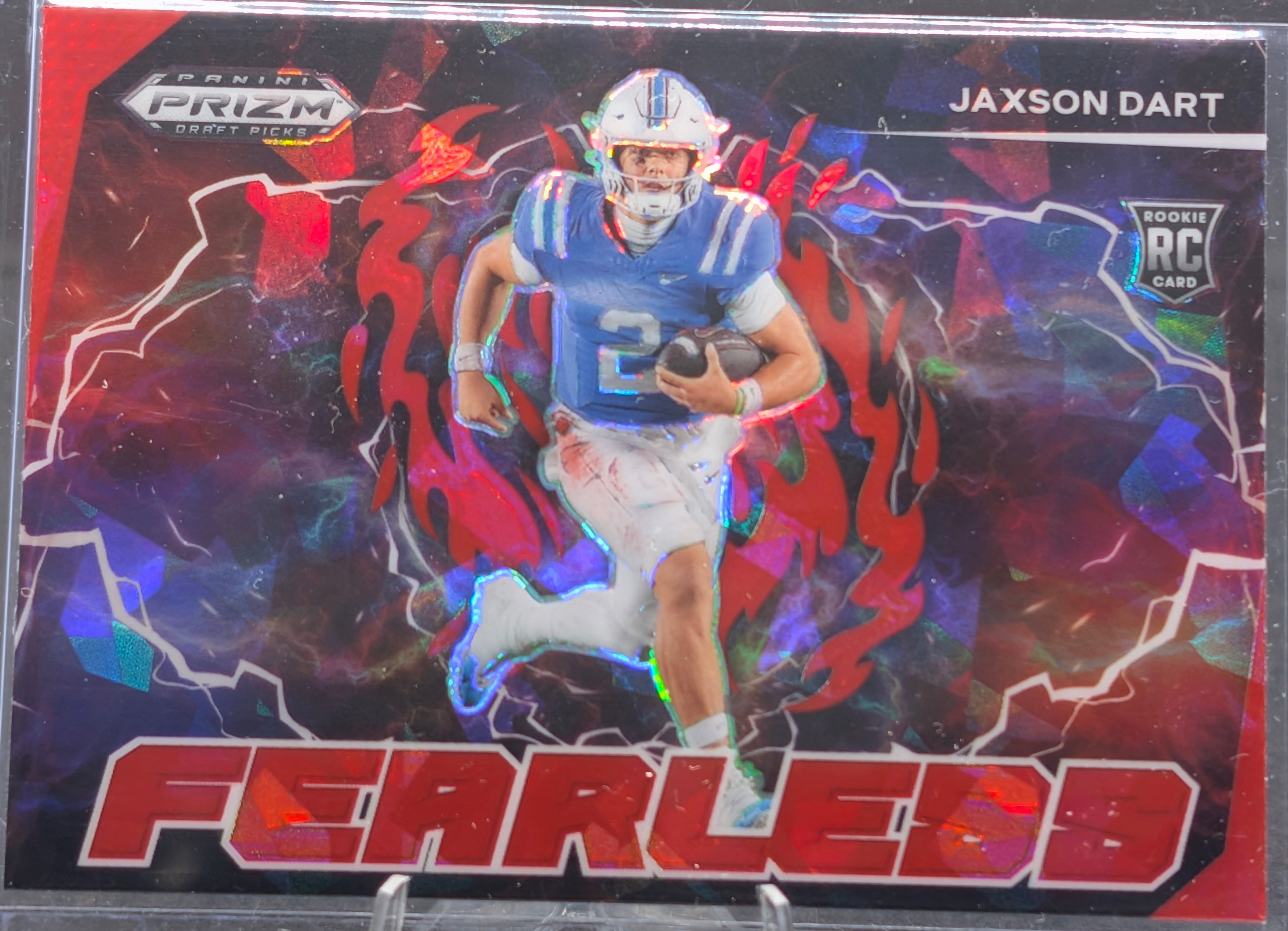 2025 Panini Prizm Draft Picks #F-JDT Jaxson Dart Fearless Red Ice
