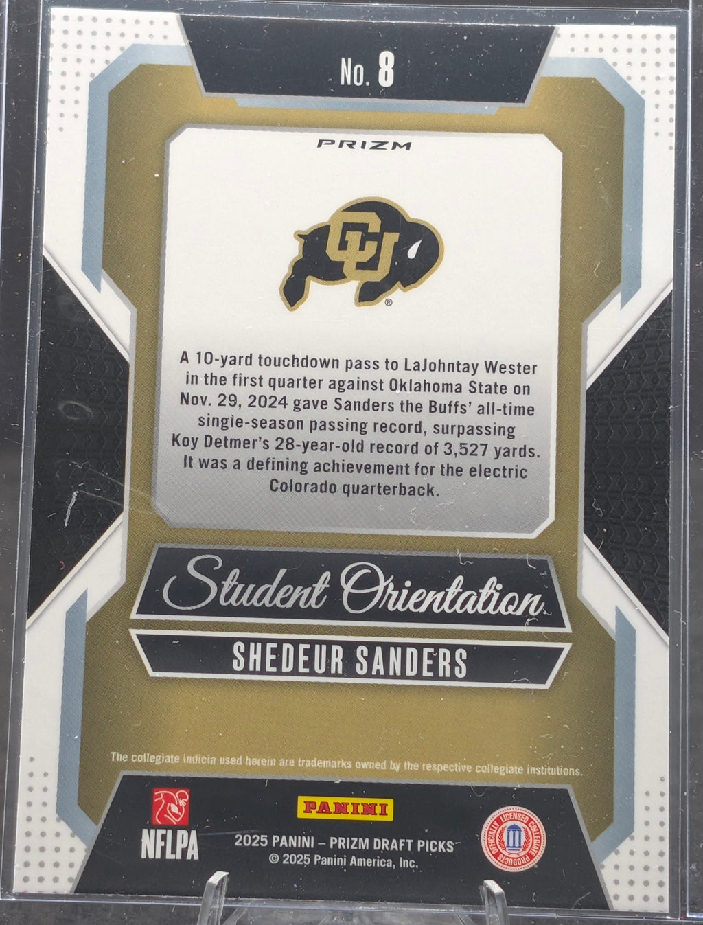 2025 Panini Prizm Draft Picks Shedeur Sanders #8 Student Orientation Red Ice Colorado Buffaloes back