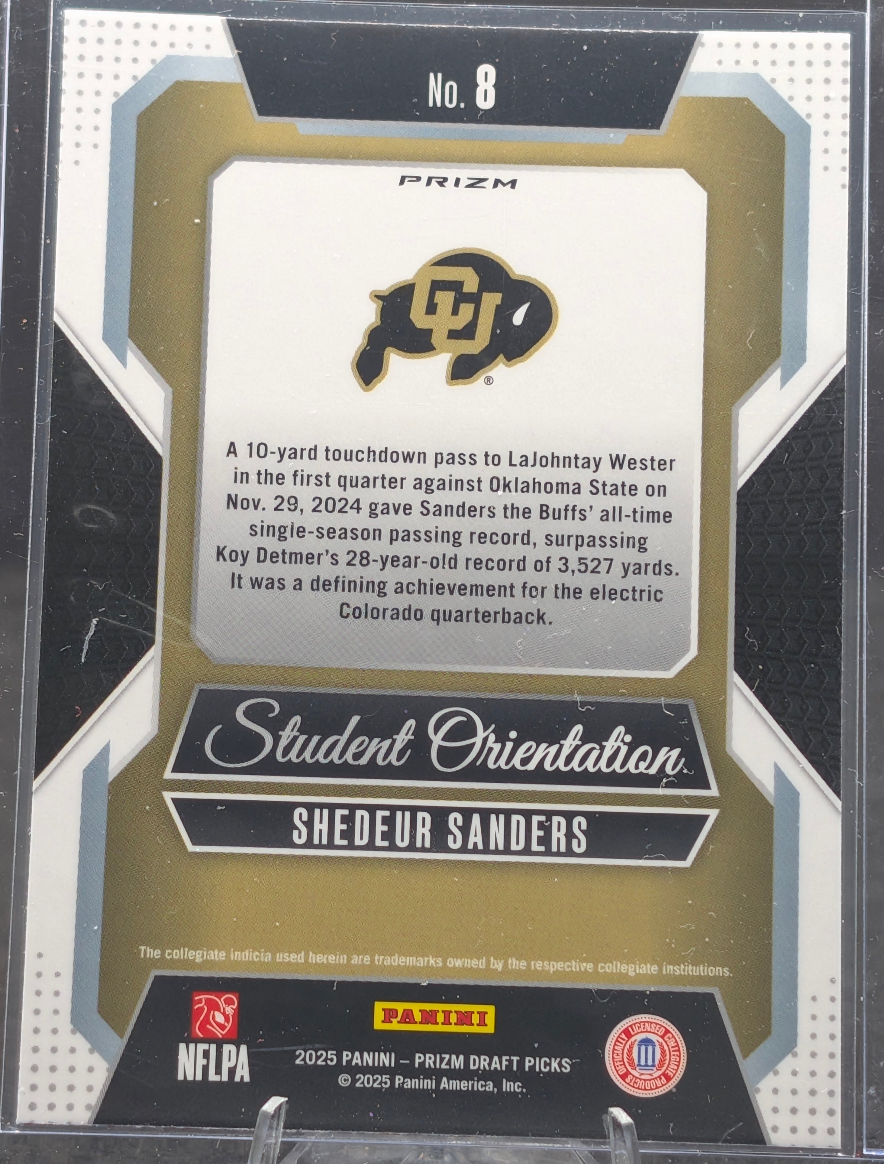 2025 Panini Prizm Draft Picks Shedeur Sanders #8 Student Orientation Red Ice Colorado Buffaloes back