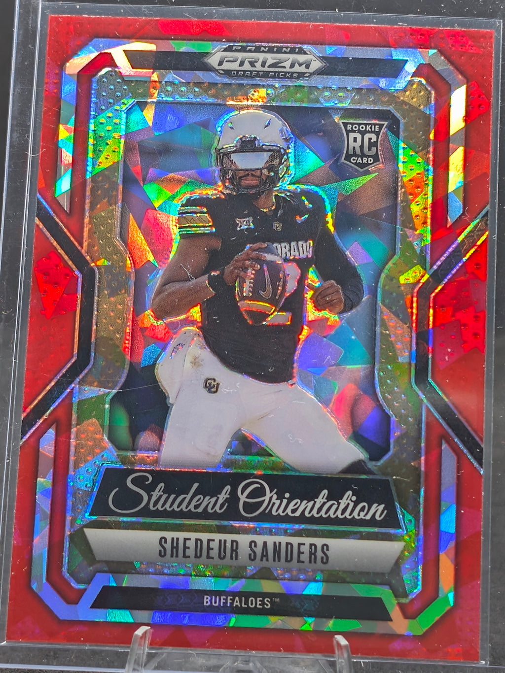 2025 Panini Prizm Draft Picks Shedeur Sanders #8 Student Orientation Red Ice Colorado Buffaloes front