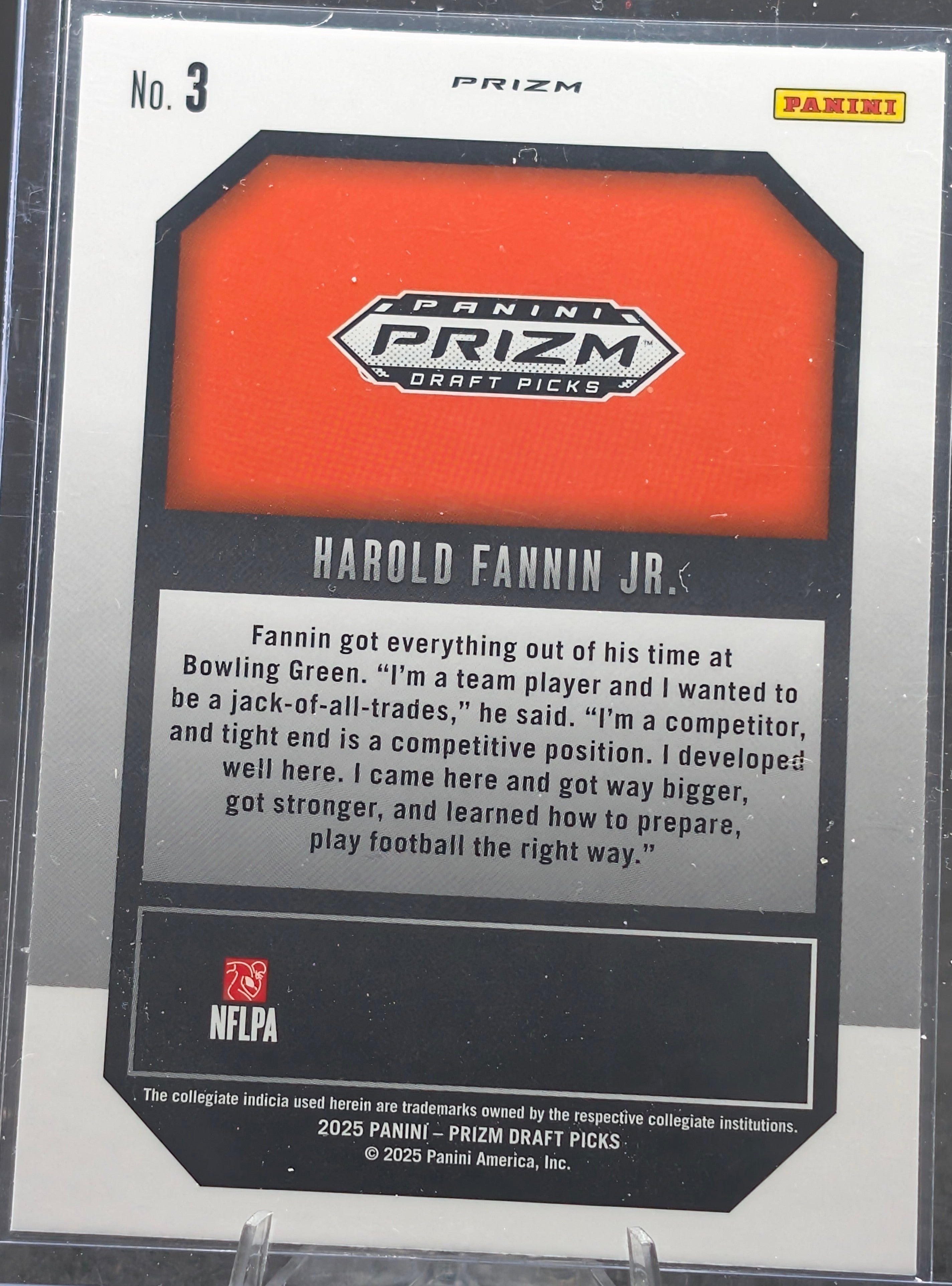 2025 Panini Prizm Draft Picks Harold Fannin Jr. #3 New Recruits Red Ice Bowling Green Falcons back