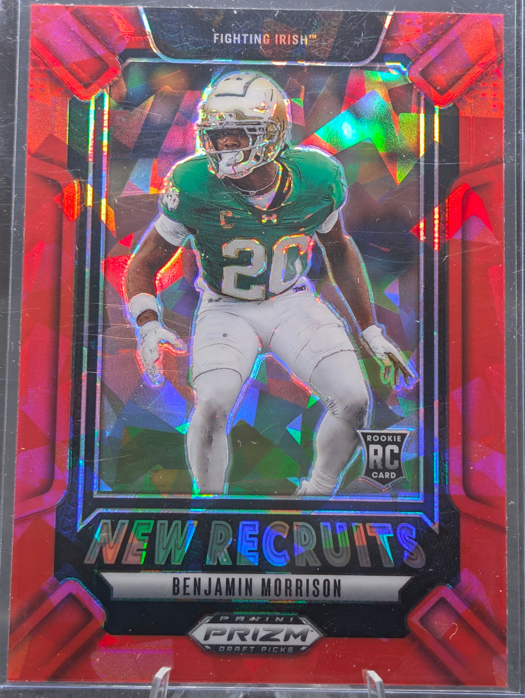 2025 Panini Prizm Draft Picks Benjamin Morrison #6 New Recruits Red Ice Notre Dame Fighting Irish front