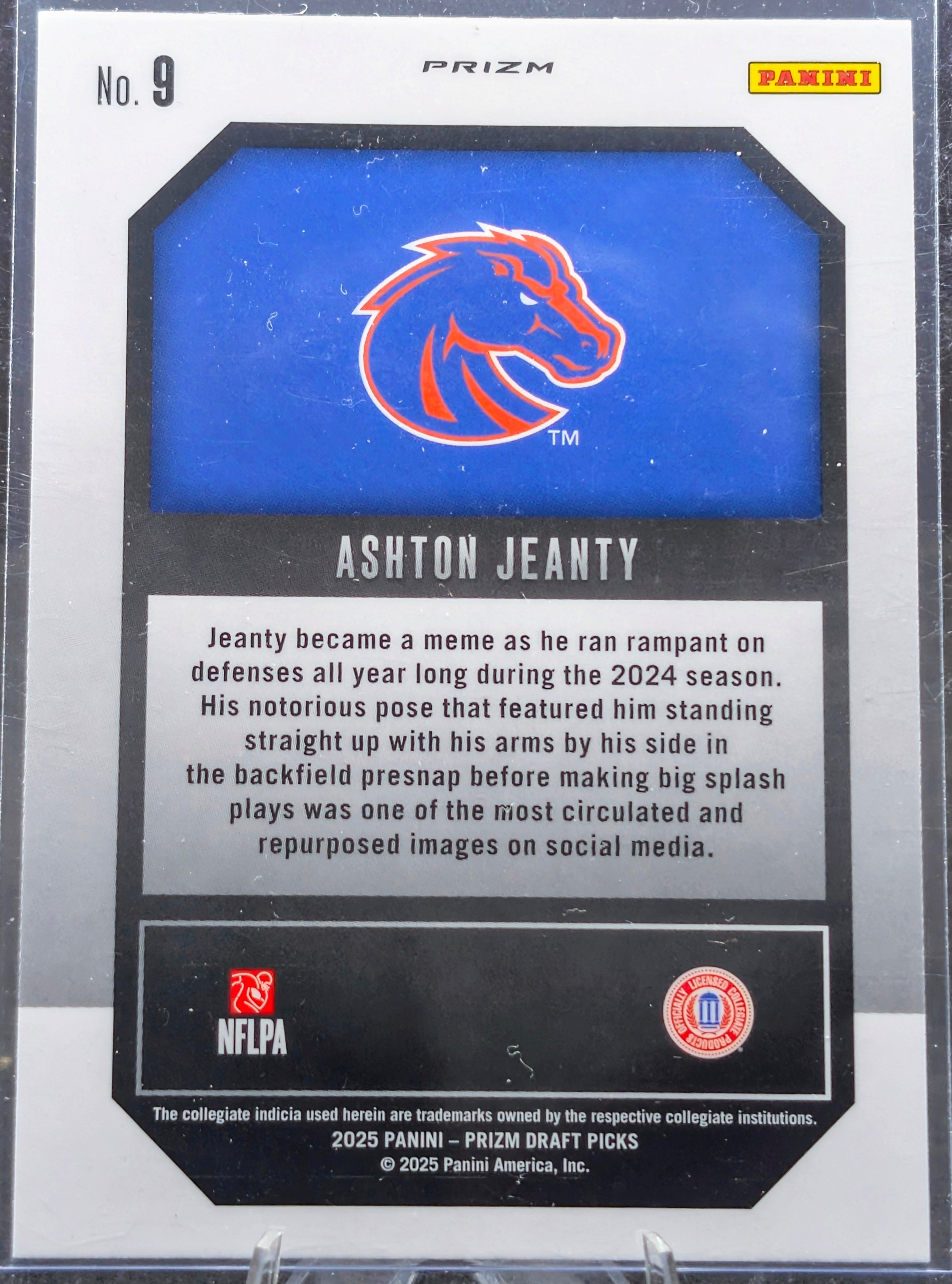 2025 Panini Prizm Draft Picks Ashton Jeanty #9 New Recruits Red Ice Boise State Broncos back