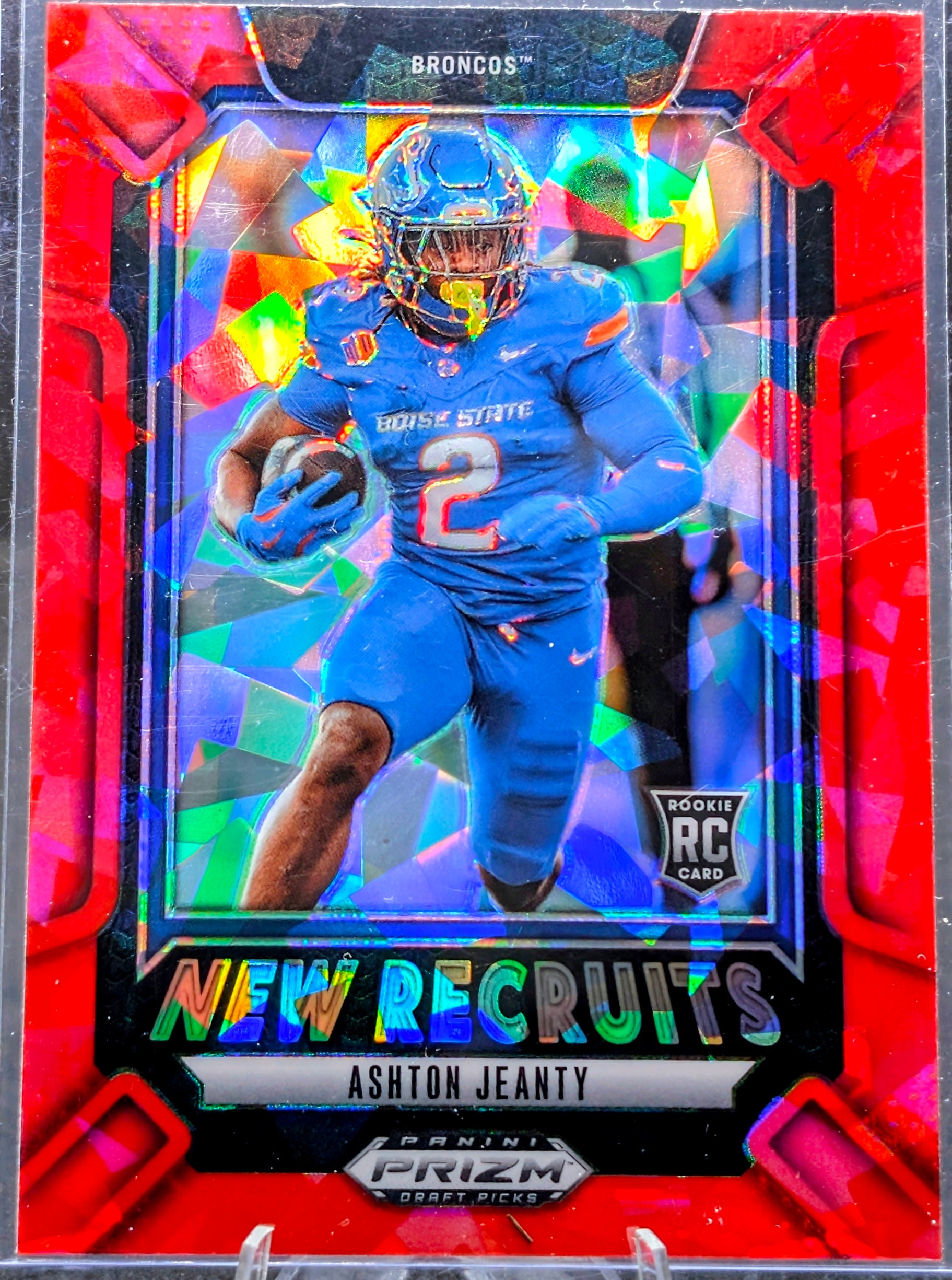 2025 Panini Prizm Draft Picks Ashton Jeanty #9 New Recruits Red Ice Boise State Broncos front