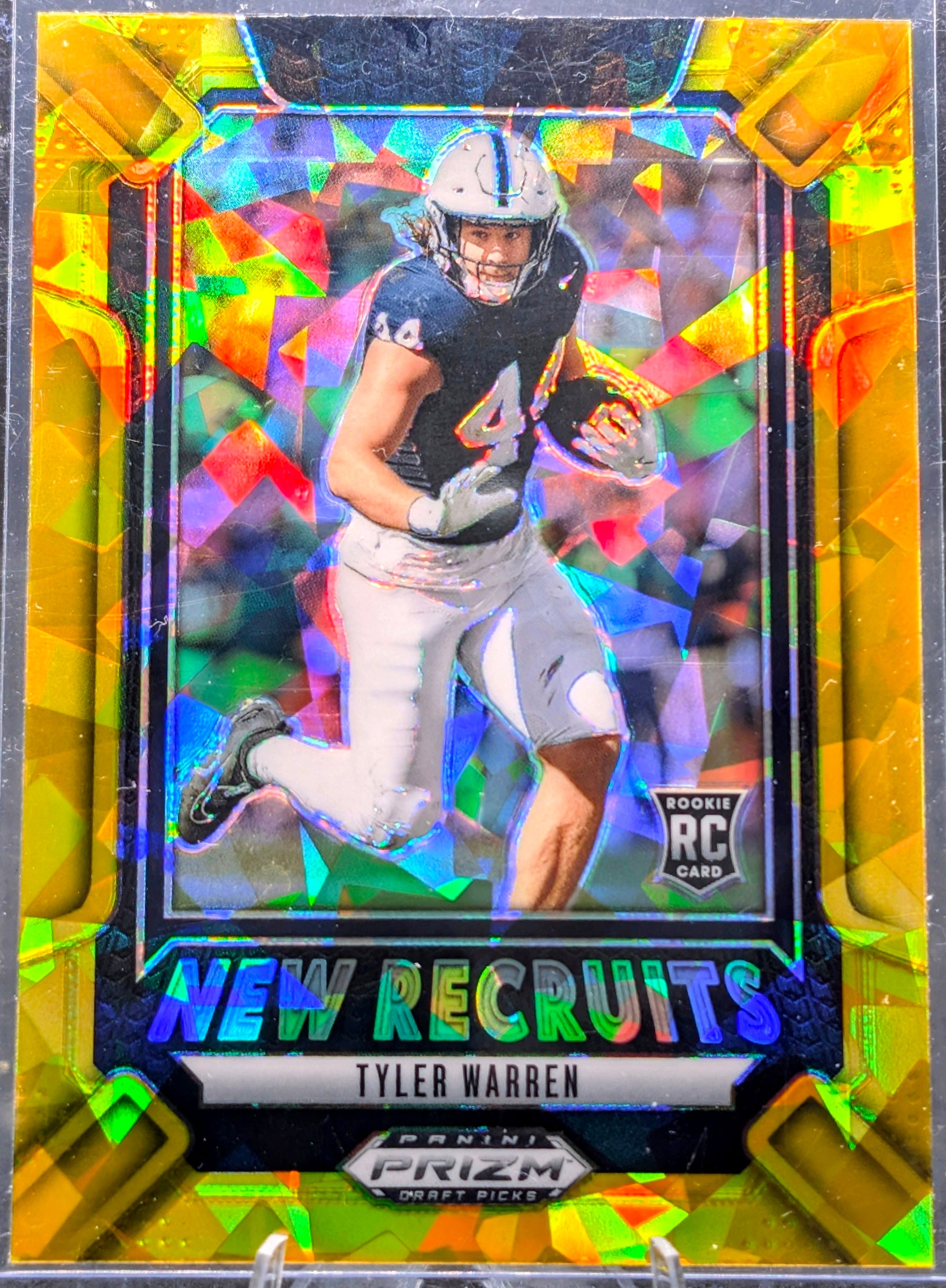2025 Panini Prizm Draft Picks Tyler Warren #13 New Recruits Gold Ice Penn State Nittany Lions front