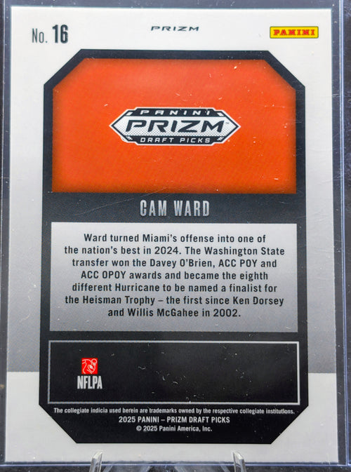 2025 Panini Prizm Draft Picks #16 Cam Ward New Recruits Gold Ice