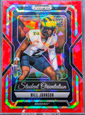 2025 Panini Prizm Draft Picks Will Johnson #18 Student Orientation Red Ice Michigan Wolverines front