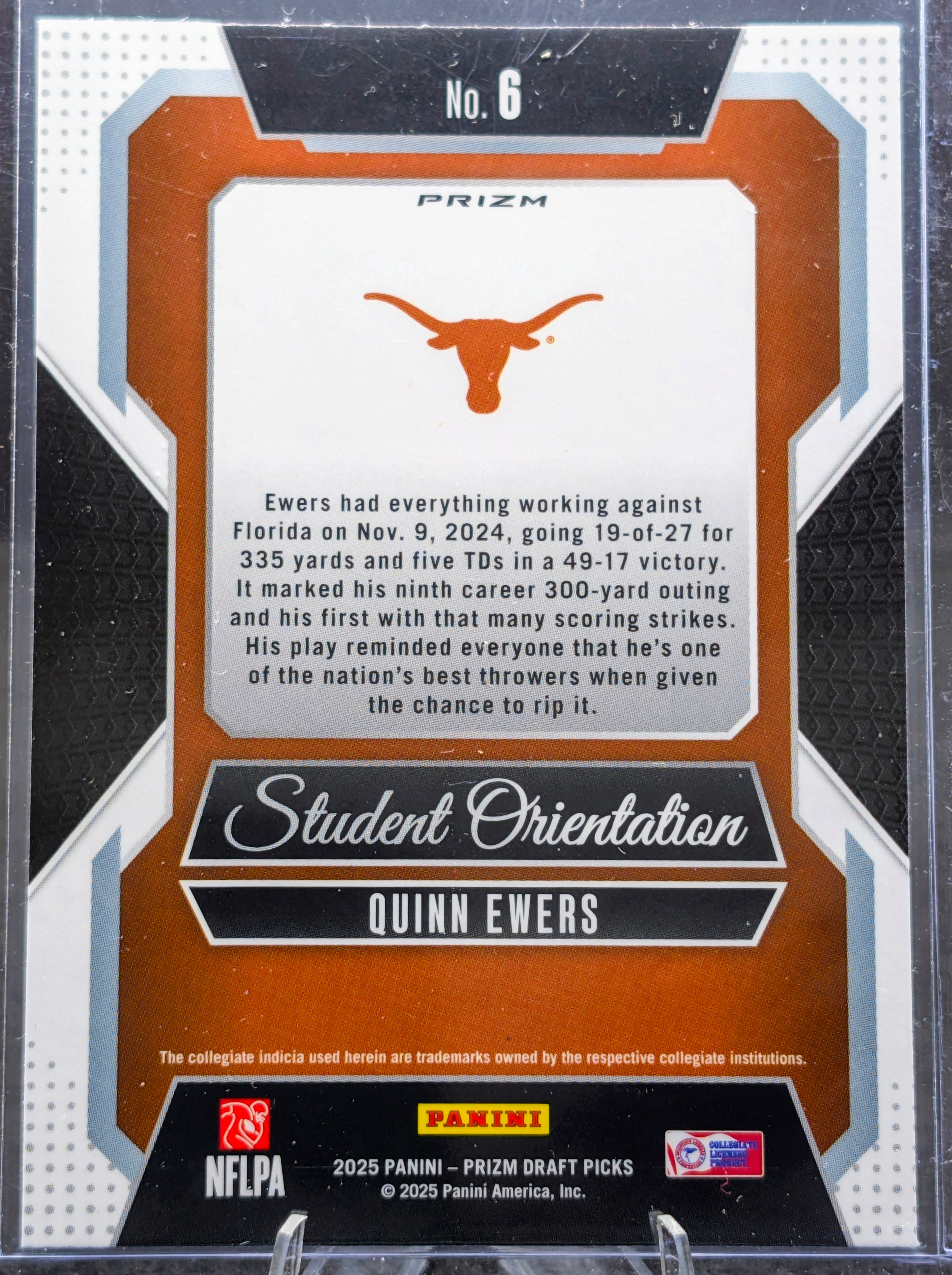 2025 Panini Prizm Draft Picks Quinn Ewers #6 Student Orientation Red Ice Texas Longhorns back