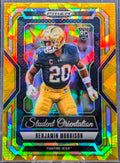 2025 Panini Prizm Draft Picks Benjamin Morrison #21 Student Orientation Gold Ice Notre Dame Fighting Irish front