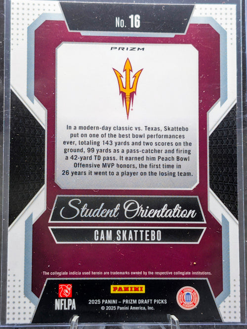 2025 Panini Prizm Draft Picks #16 Cam Skattebo Student Orientation Gold Ice