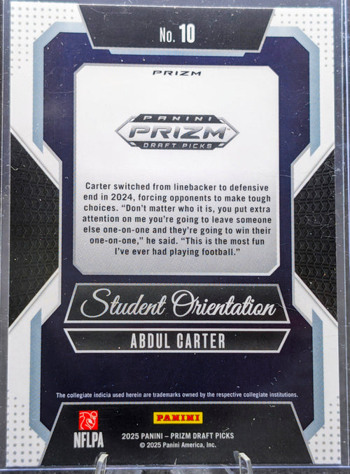 2025 Panini Prizm Draft Picks #10 Abdul Carter Student Orientation Gold Ice