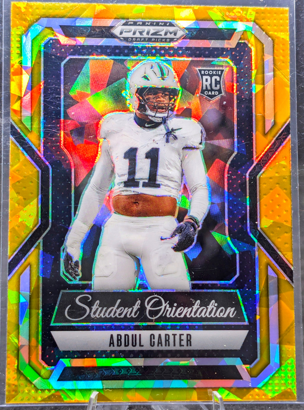 2025 Panini Prizm Draft Picks Abdul Carter #10 Student Orientation Gold Ice Penn State Nittany Lions front