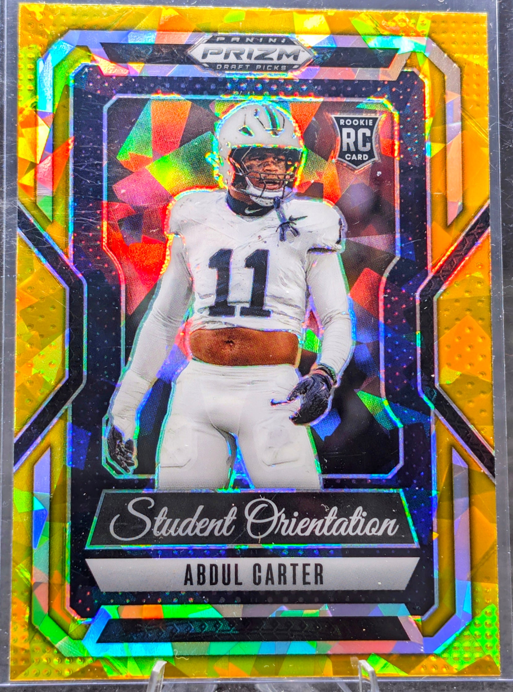2025 Panini Prizm Draft Picks Abdul Carter #10 Student Orientation Gold Ice Penn State Nittany Lions front