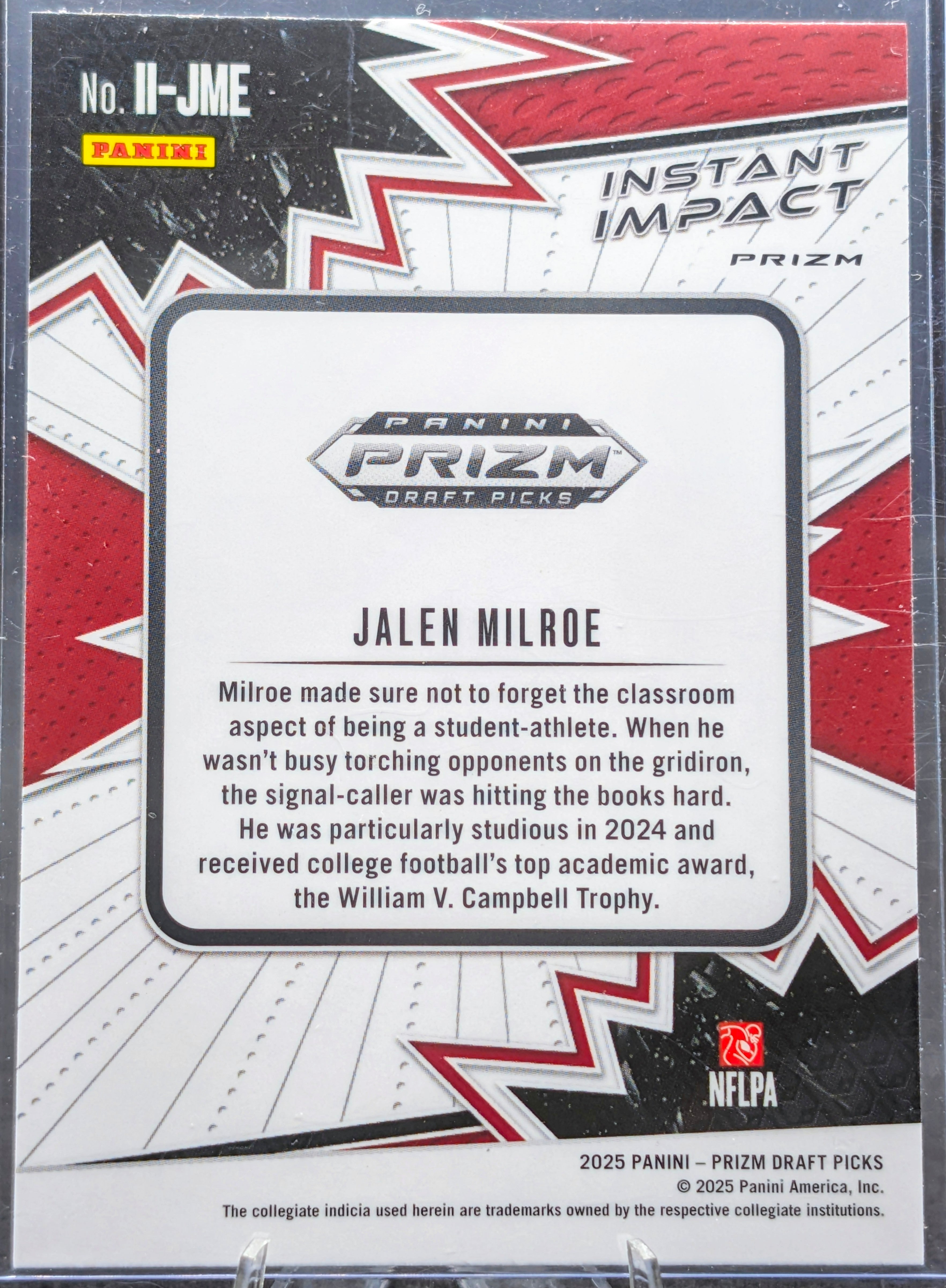 2025 Panini Prizm Draft Picks #II-JME Jalen Milroe Instant Impact Red Ice