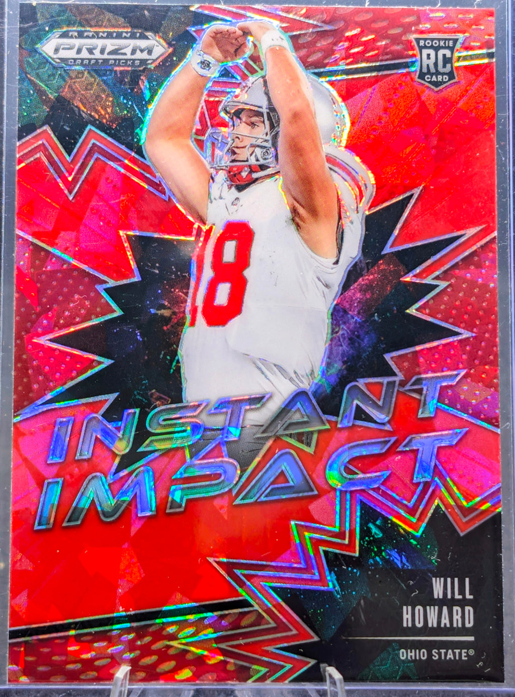 2025 Panini Prizm Draft Picks Will Howard #II-WHD Instant Impact Red Ice Ohio State Buckeyes front