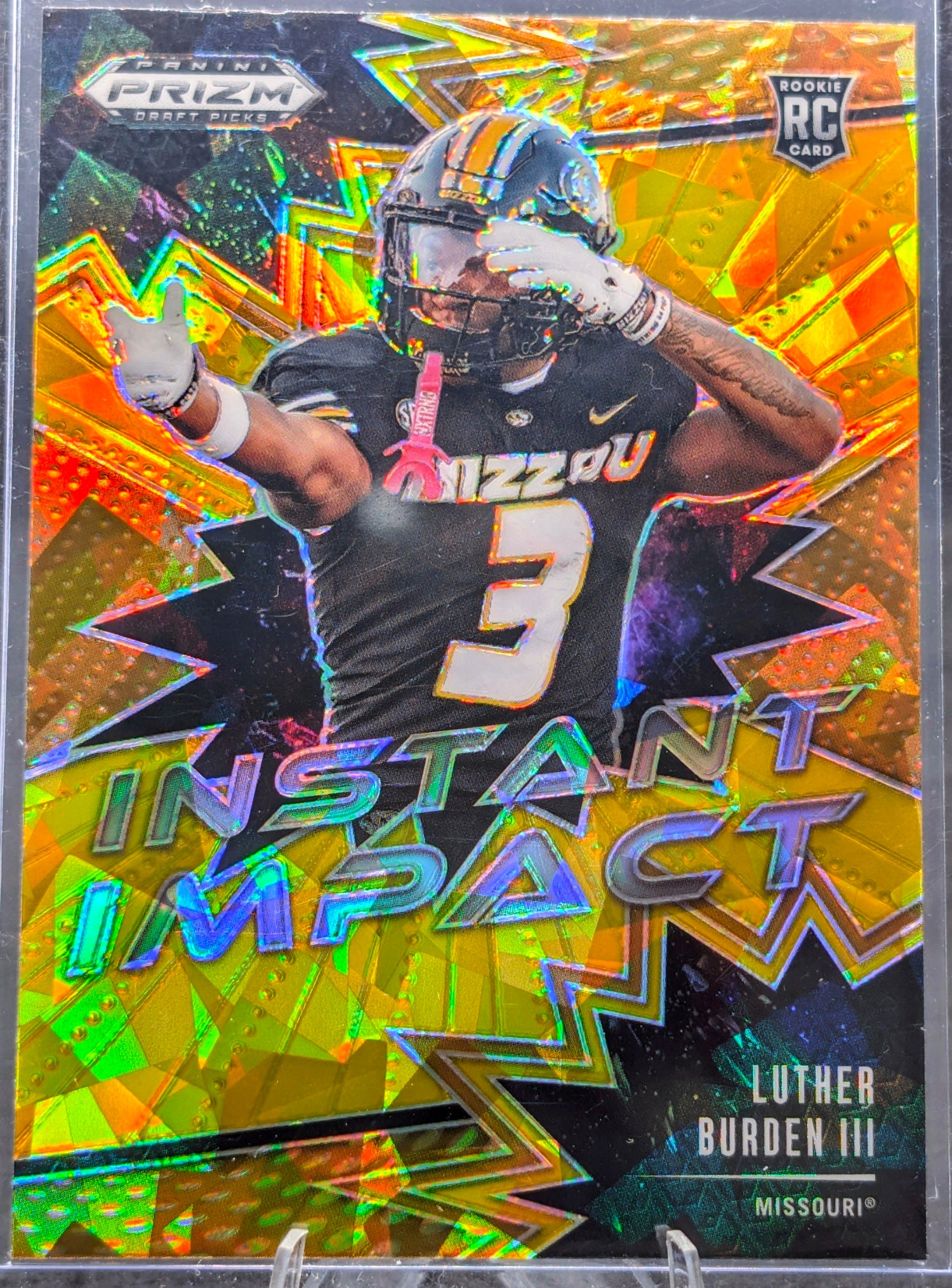 2025 Panini Prizm Draft Picks Luther Burden III #II-LBN Instant Impact Gold Ice Missouri Tigers front