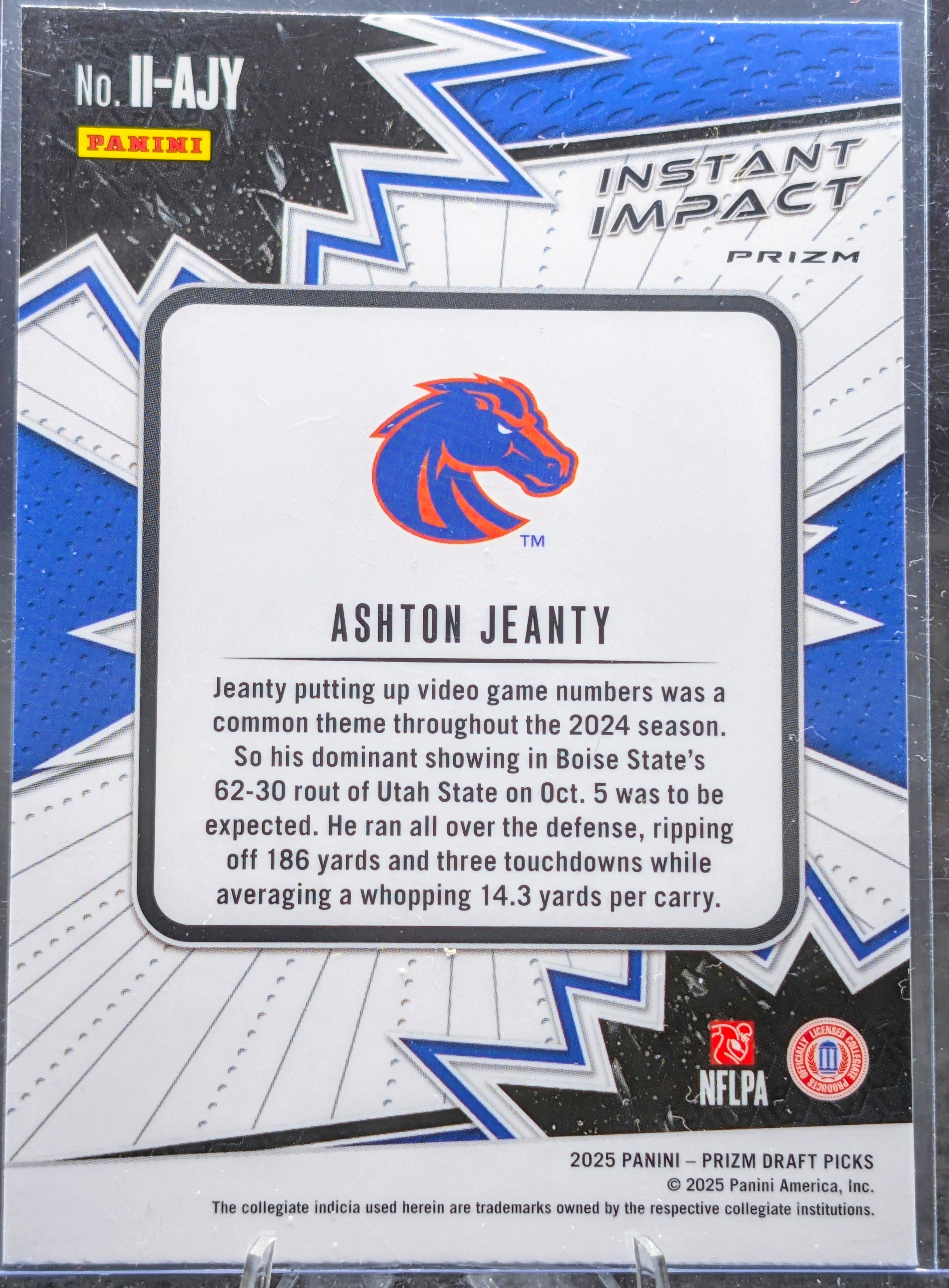 2025 Panini Prizm Draft Picks #II-AJY Ashton Jeanty Instant Impact Gold Ice