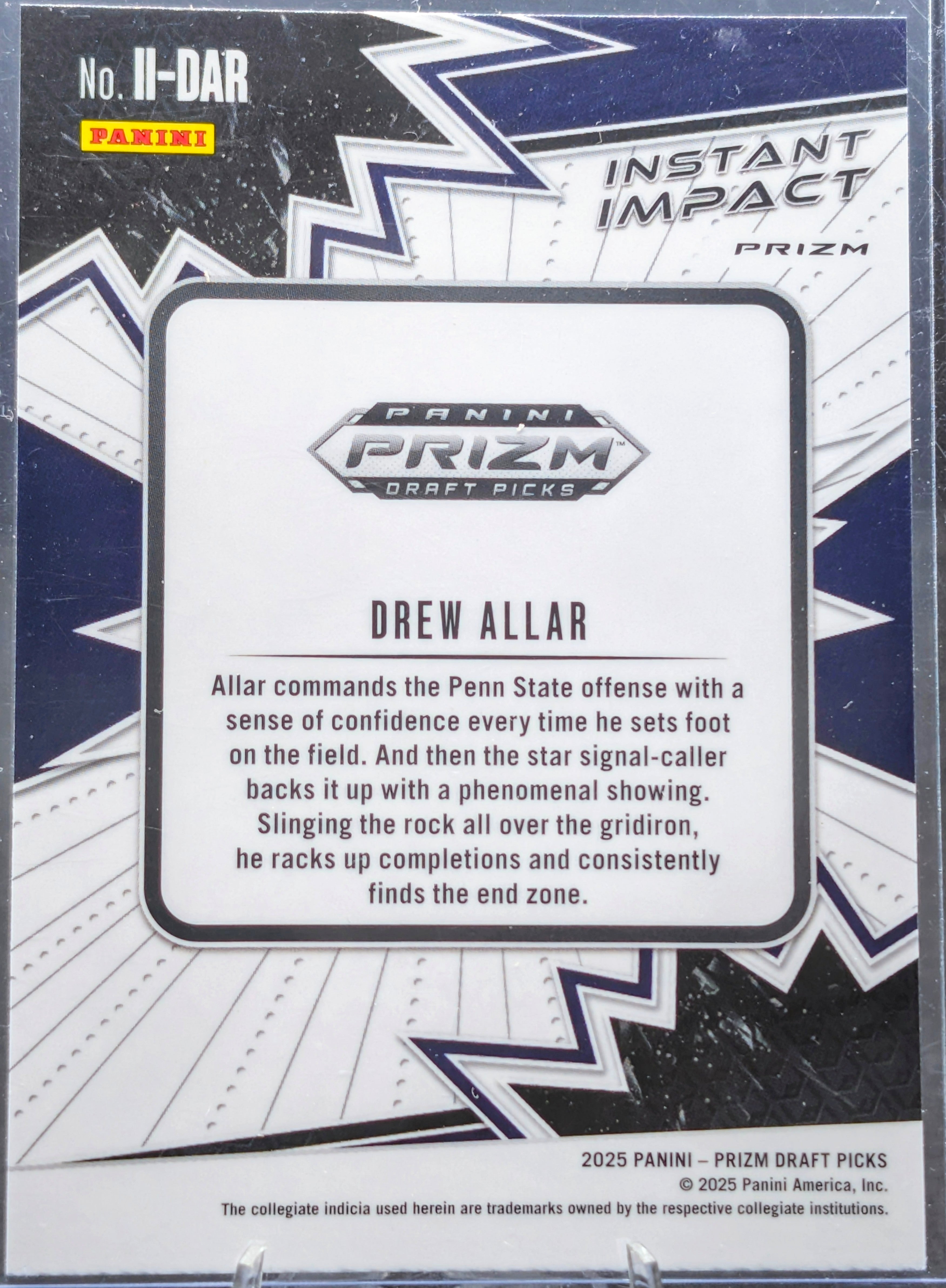 2025 Panini Prizm Draft Picks #II-DAR Drew Allar Instant Impact Gold Ice