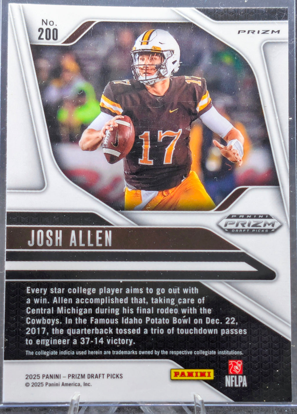 2025 Panini Prizm Draft Picks Josh Allen #200 Prizms Red Ice Wyoming Cowboys back