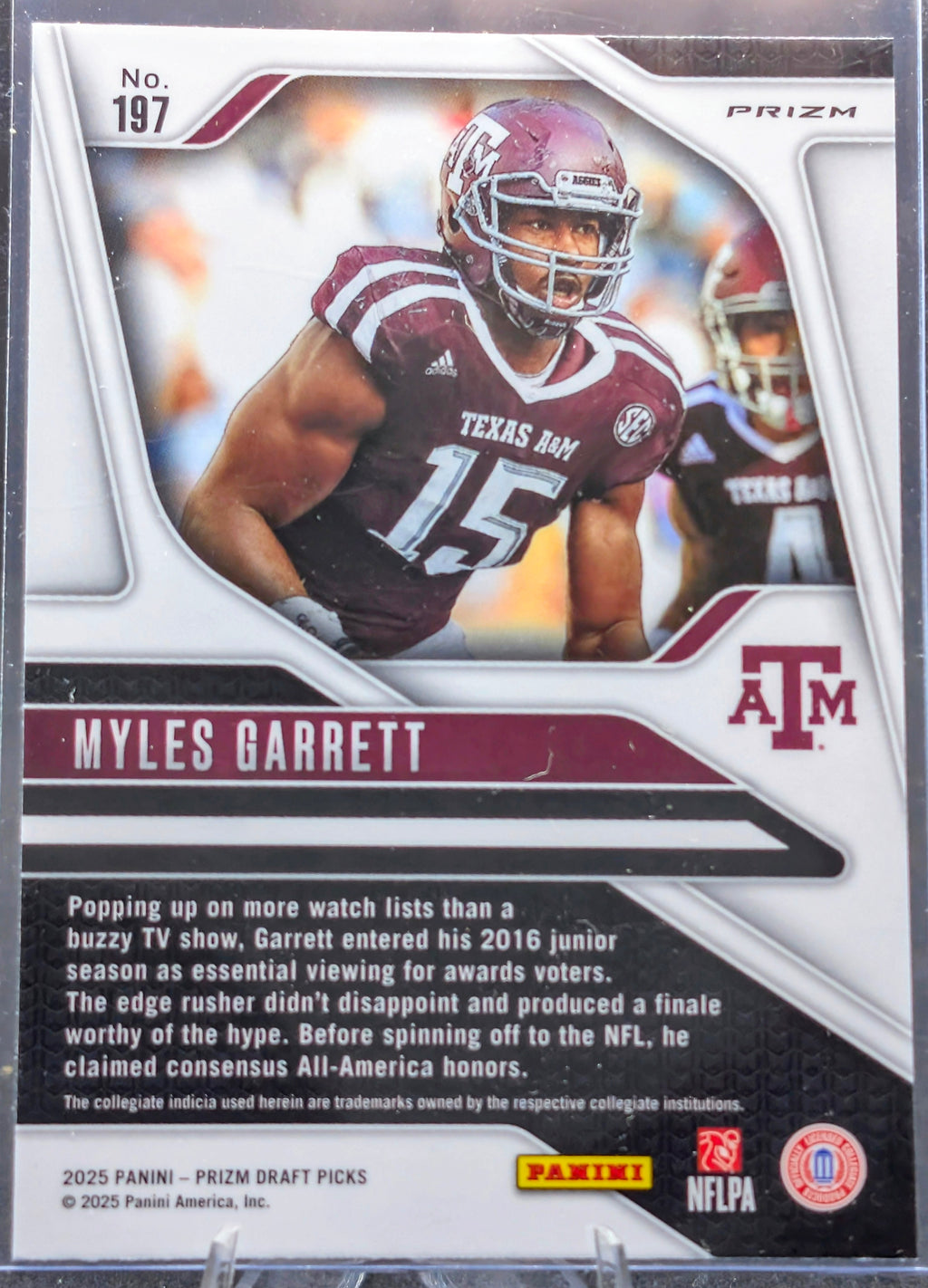 2025 Panini Prizm Draft Picks Myles Garrett #197 Prizms Gold Ice Texas A&M Aggies back