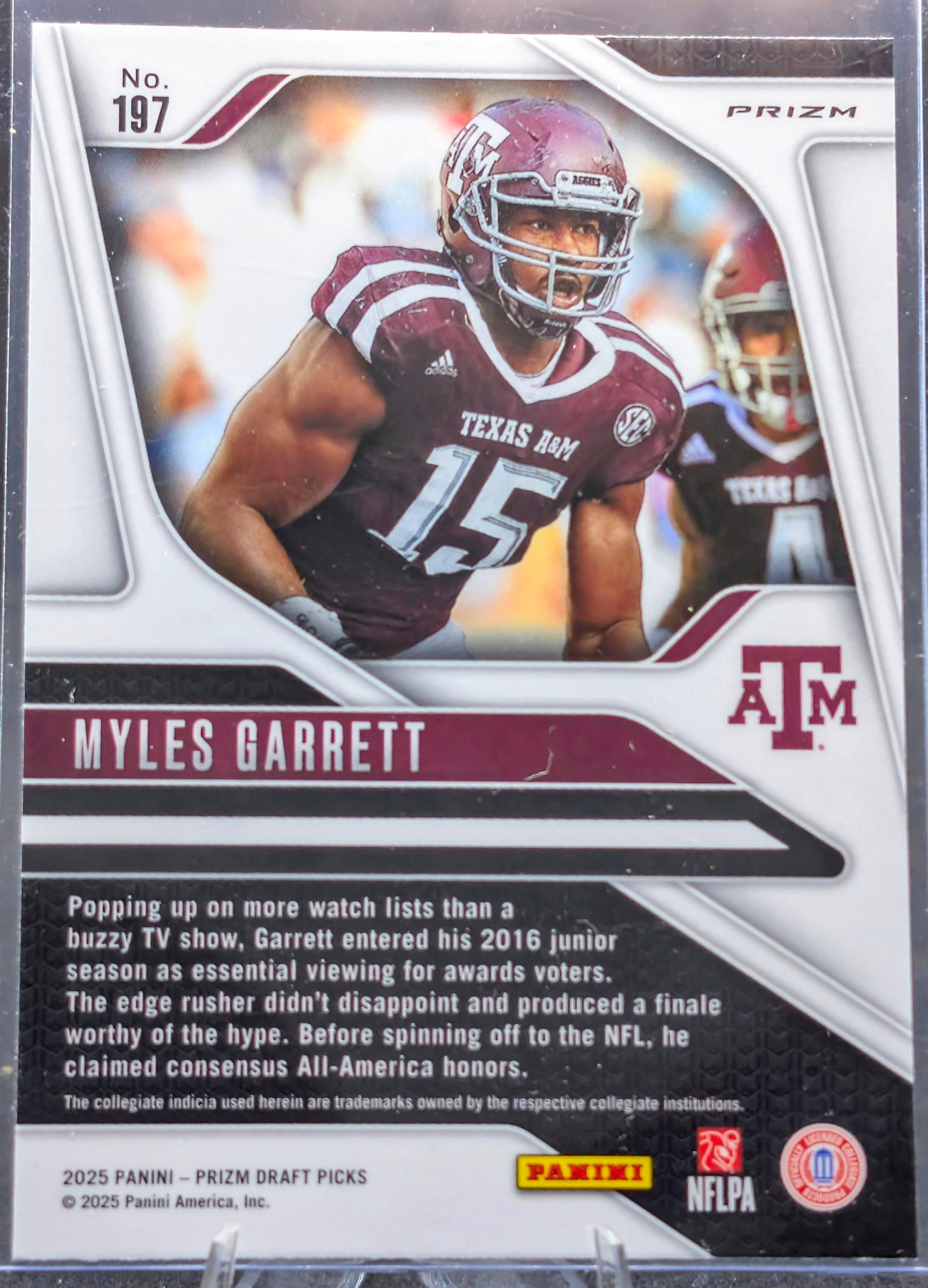 2025 Panini Prizm Draft Picks Myles Garrett #197 Prizms Gold Ice Texas A&M Aggies back