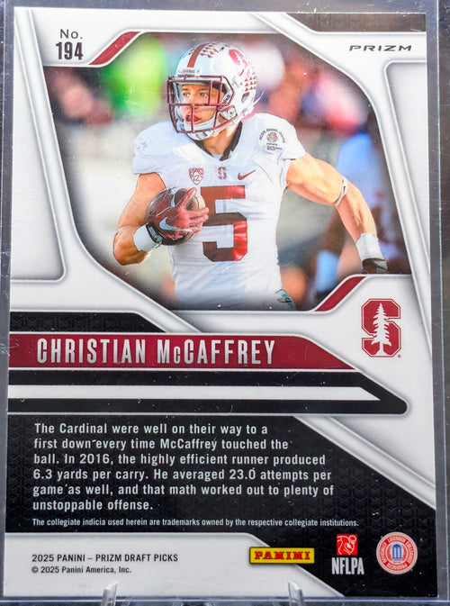 2025 Panini Prizm Draft Picks #194 Christian McCaffrey Prizms Red Ice