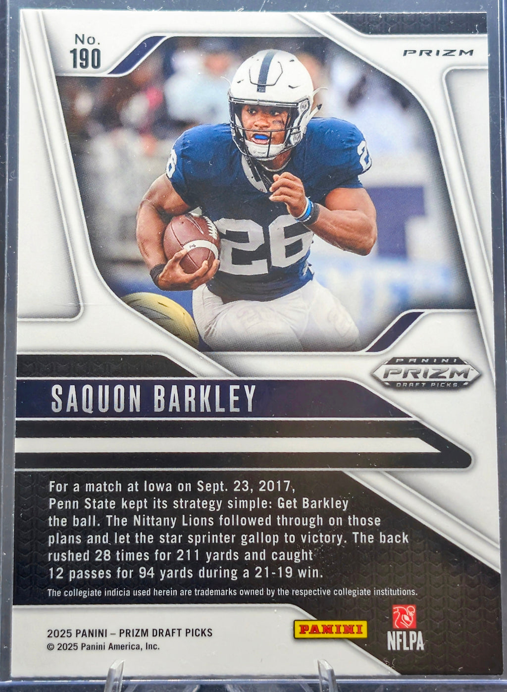 2025 Panini Prizm Draft Picks Saquon Barkley #190 Prizms Purple Wave Penn State Nittany Lions back