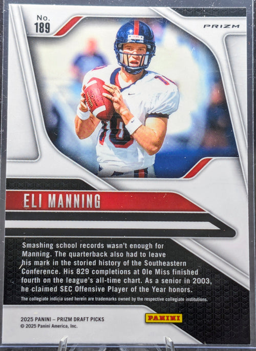2025 Panini Prizm Draft Picks #189 Eli Manning Prizms Red Ice