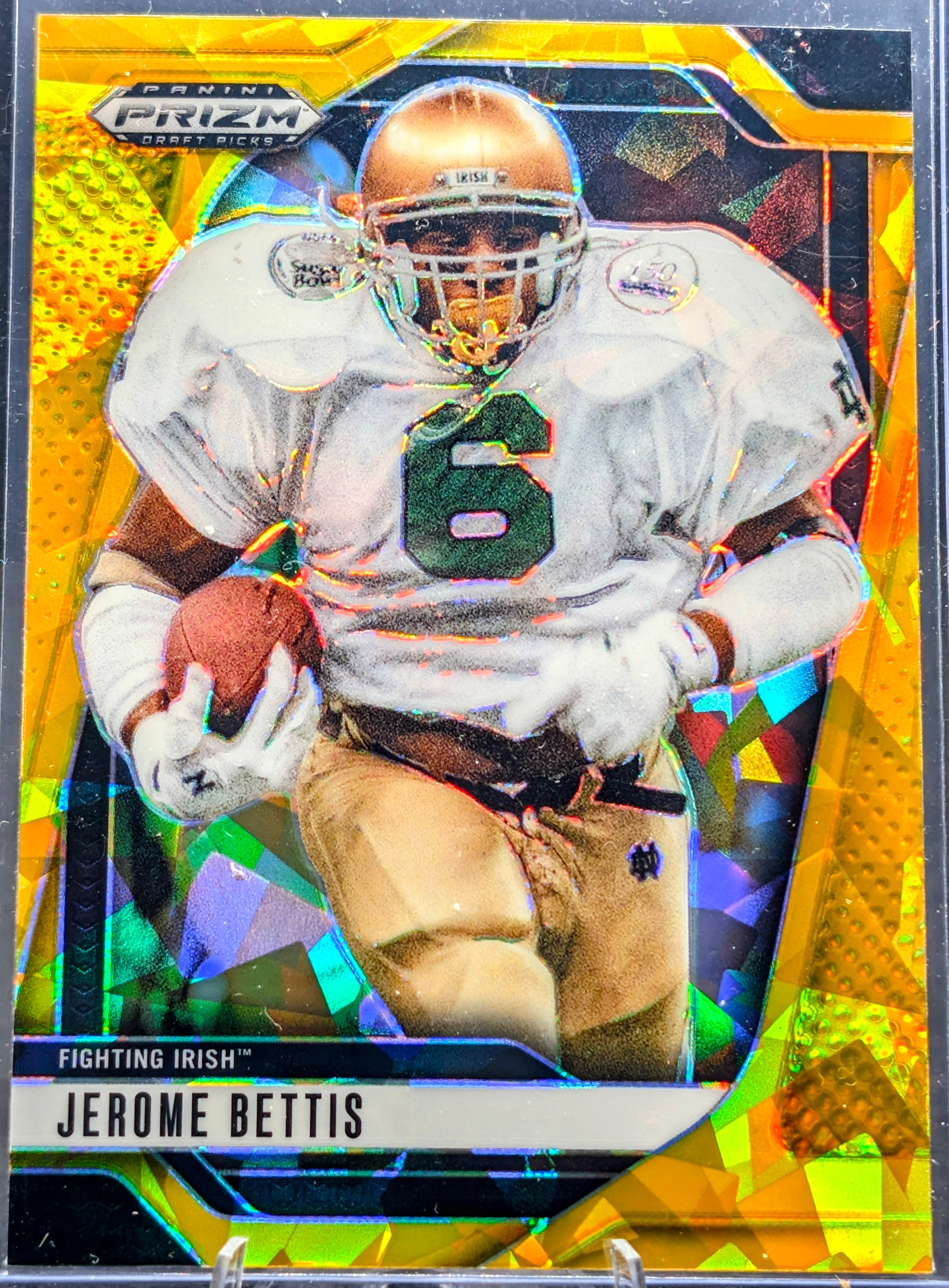2025 Panini Prizm Draft Picks Jerome Bettis #185 Prizms Gold Ice Notre Dame Fighting Irish front