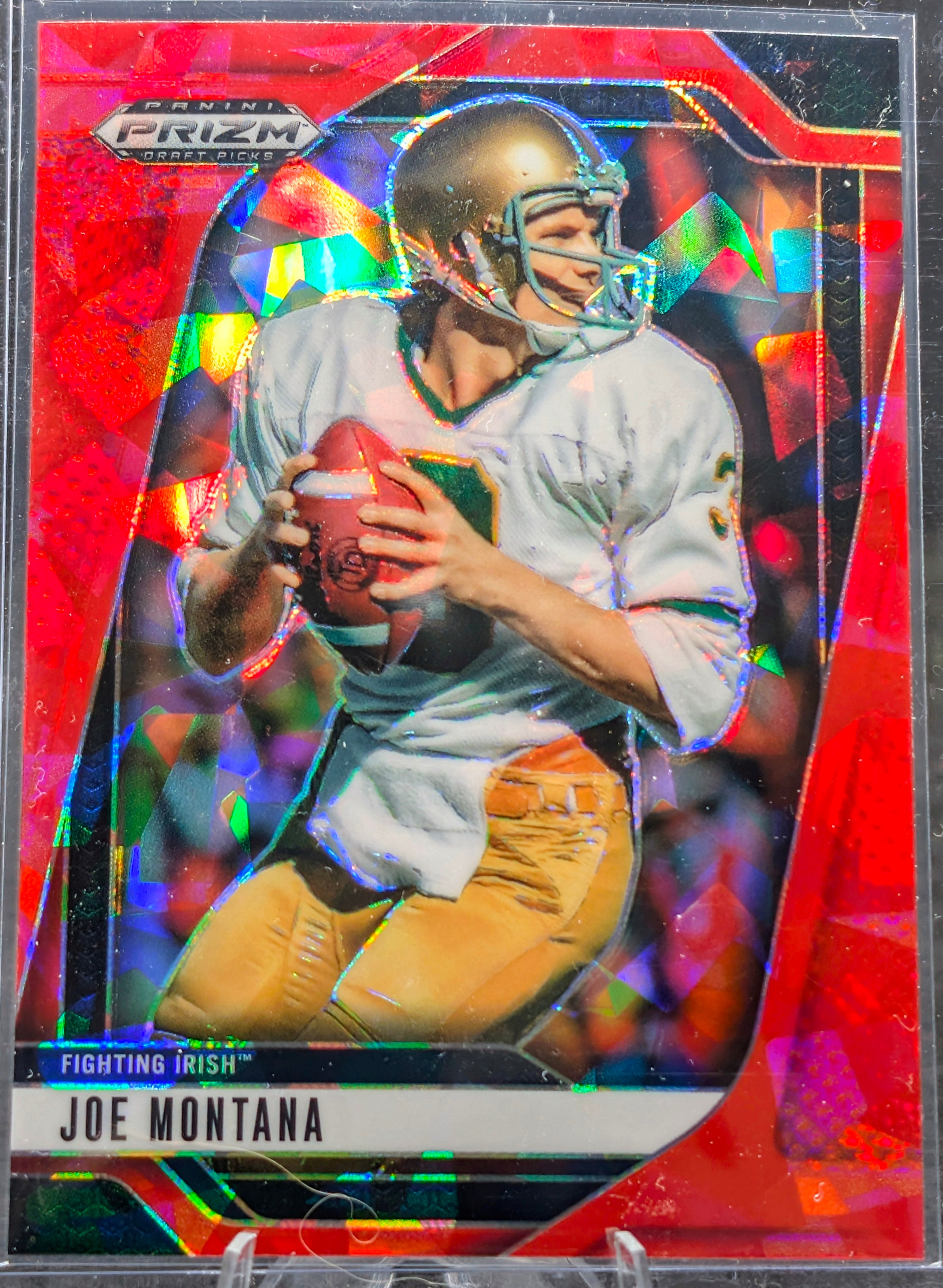 2025 Panini Prizm Draft Picks Joe Montana #184 Prizms Red Ice Notre Dame Fighting Irish front