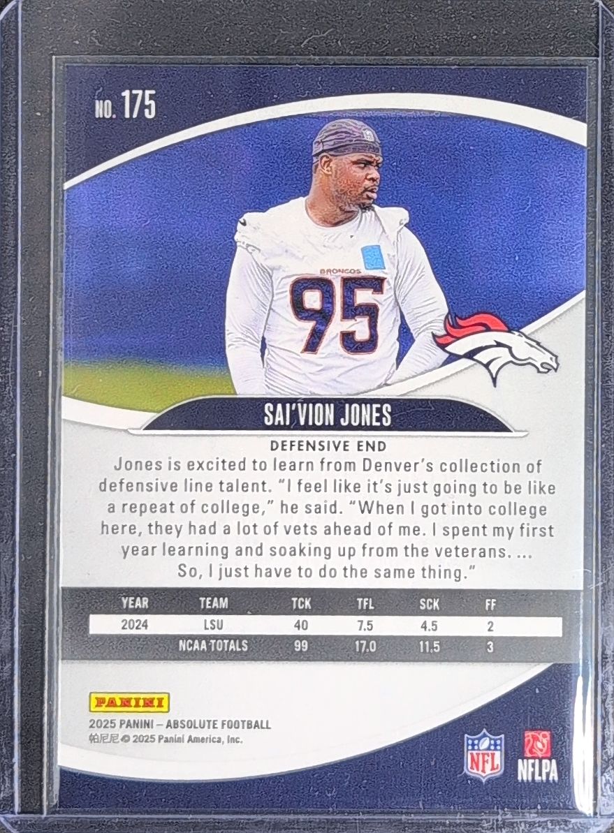 2025 Panini Absolute Countdown Calendar Sai'vion Jones #175 Denver Broncos back