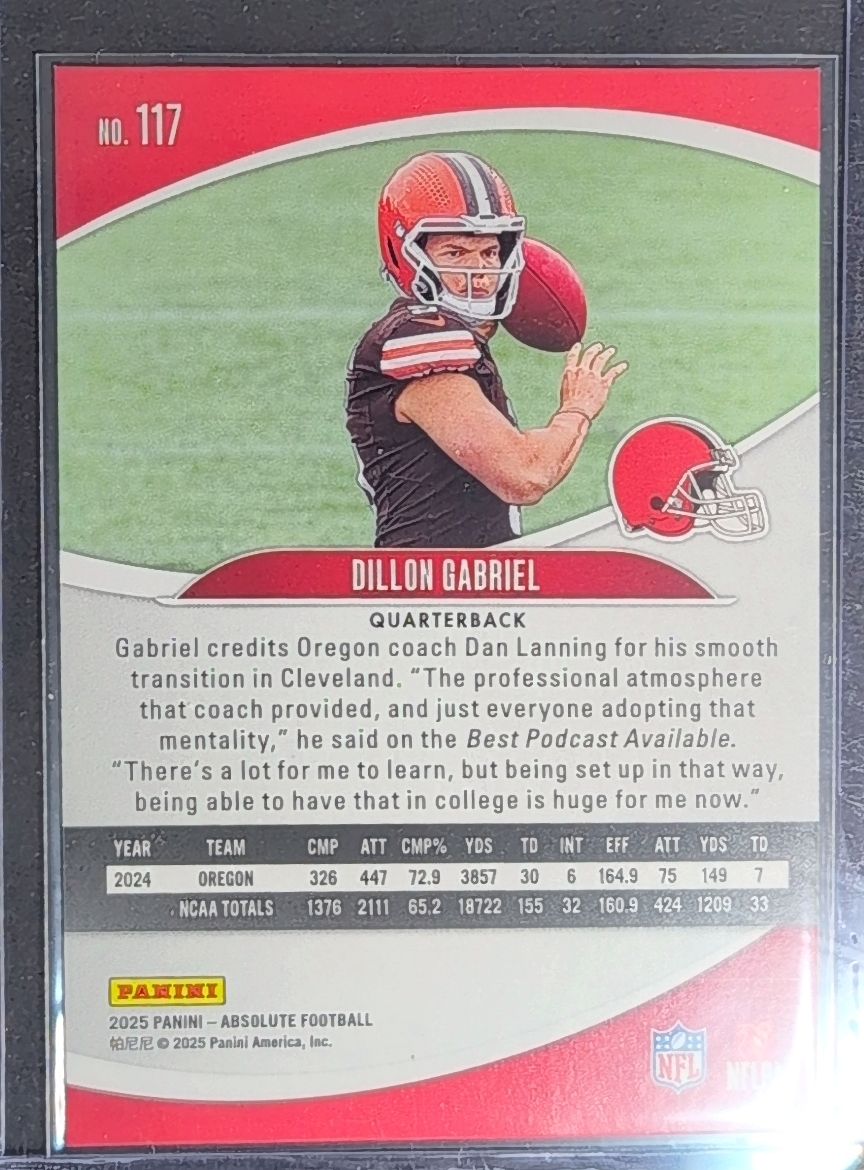 2025 Panini Absolute Dillon Gabriel #117 Retail RC Cleveland Browns back