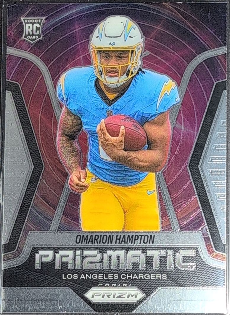 2025 Panini Prizm Omarion Hampton #9 Prizmatic Los Angeles Chargers front