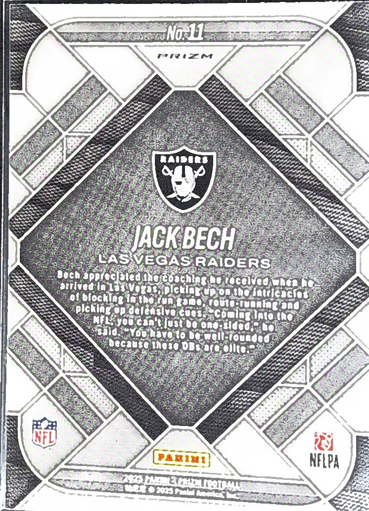 2025 Panini Prizm Jack Bech #11 Emergent Green Las Vegas Raiders back