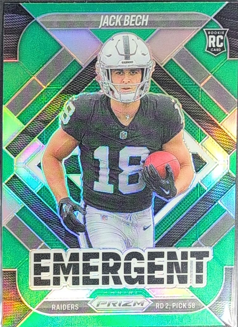 2025 Panini Prizm Jack Bech #11 Emergent Green Las Vegas Raiders front