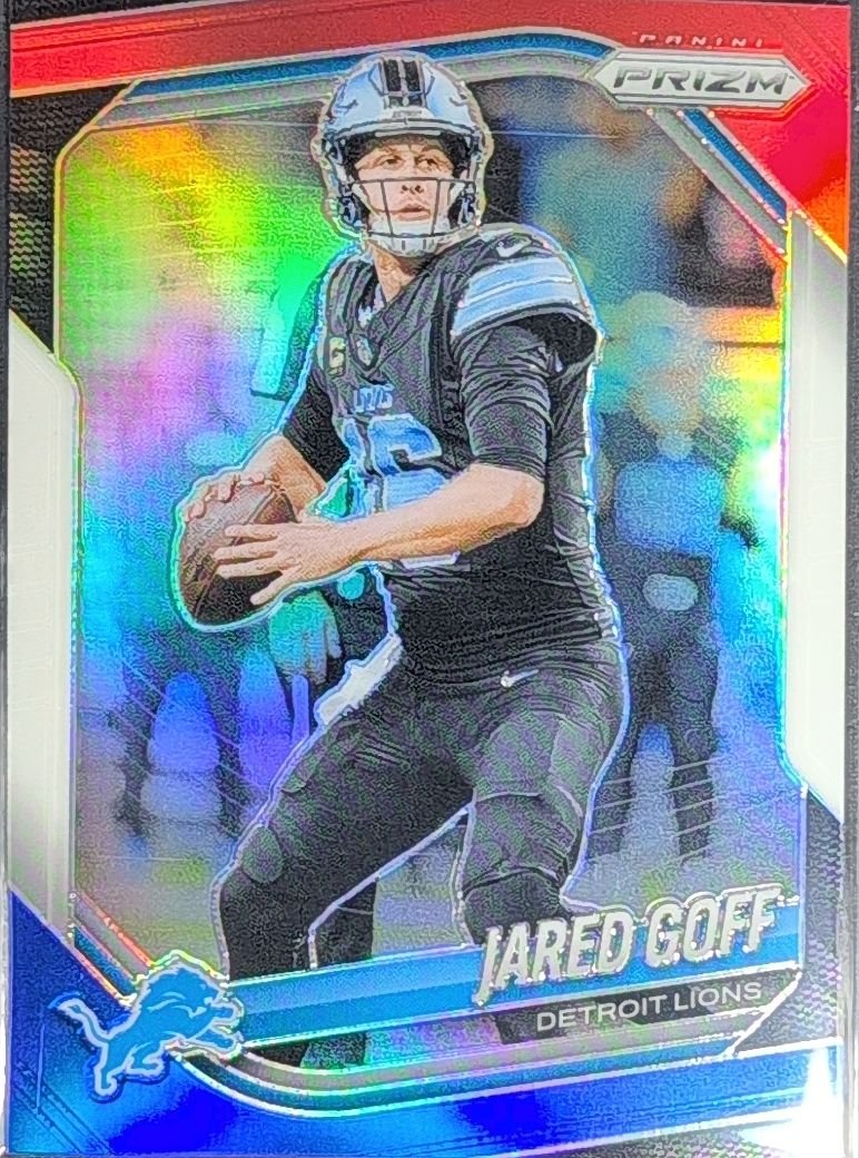 Jared Goff 2025 Panini Prizm #10 Red White and Blue Detroit Lions - front image