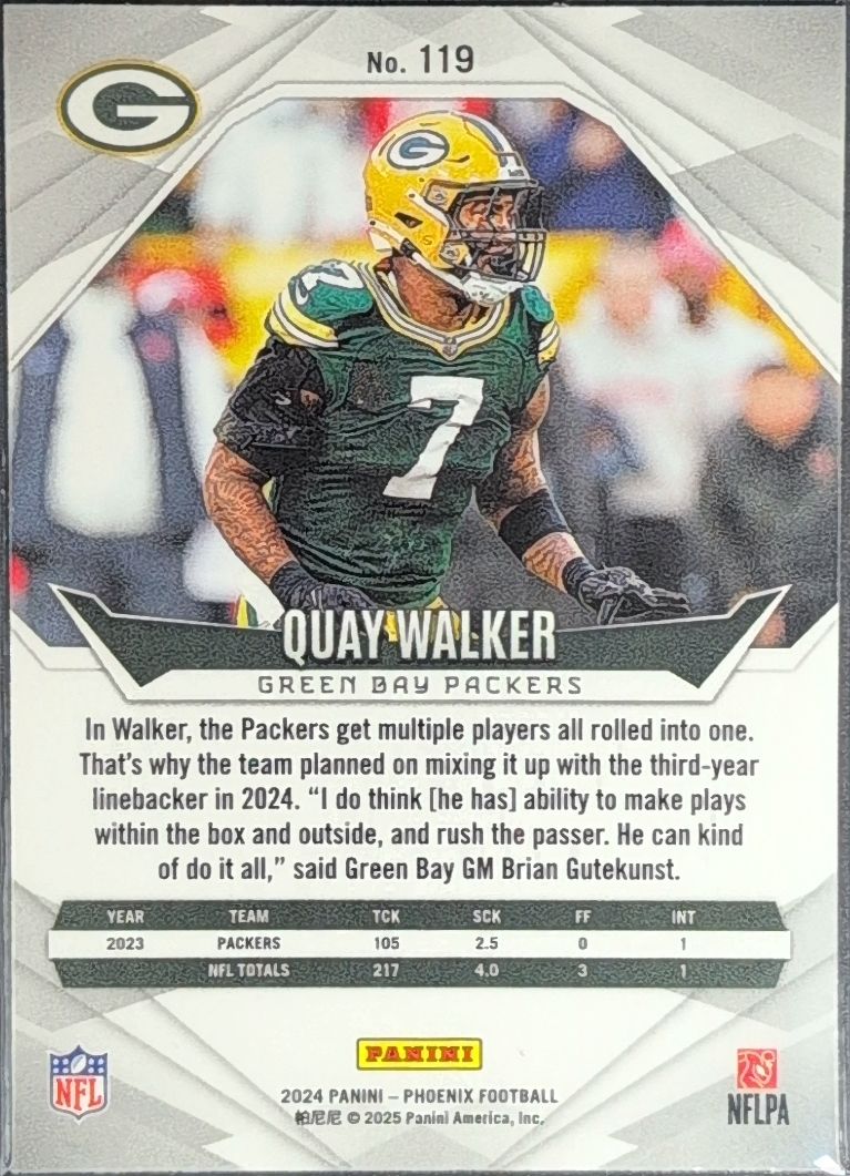 2024 Panini Phoenix Quay Walker #119 Purple Fade Green Bay Packers back