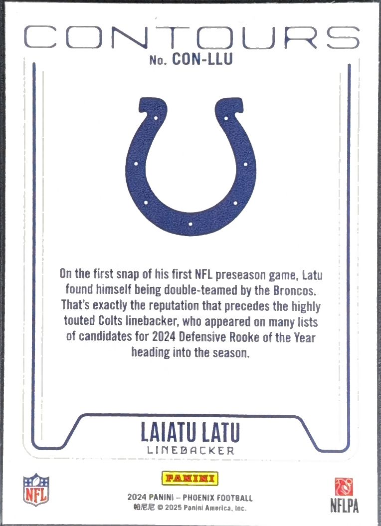 2024 Panini Phoenix Laiatu Latu #CON-LLU Contours Indianapolis Colts back