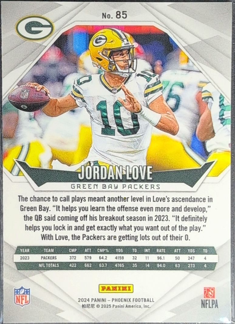 2024 Panini Phoenix Jordan Love #85 Hyper Green Bay Packers back