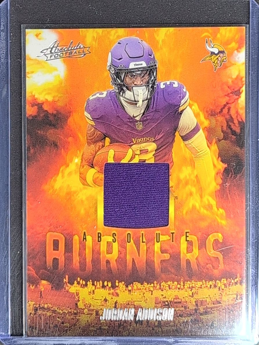 2025 Panini Absolute Jordan Addison #ABU-JAD Absolute Burners MEM Minnesota Vikings front