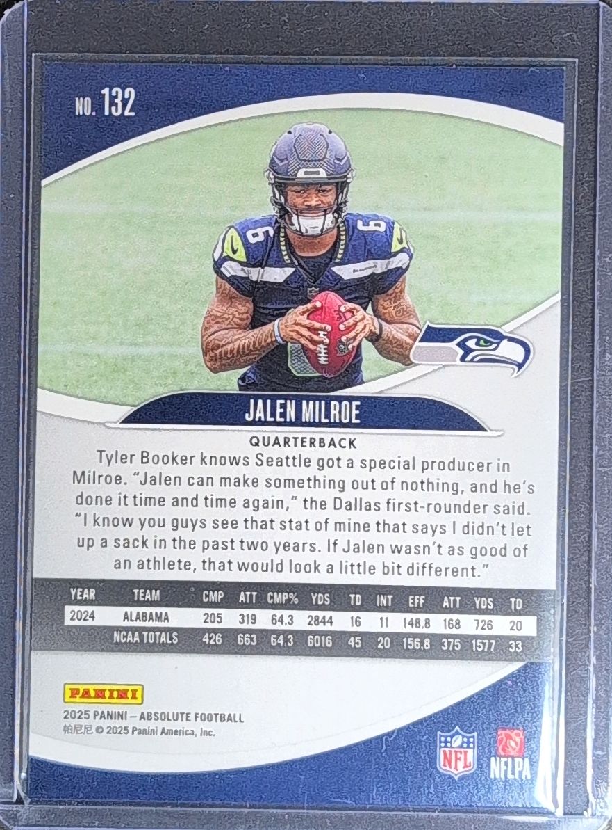 2025 Panini Rookies & Stars Jalen Milroe #132 RC Seattle Seahawks back