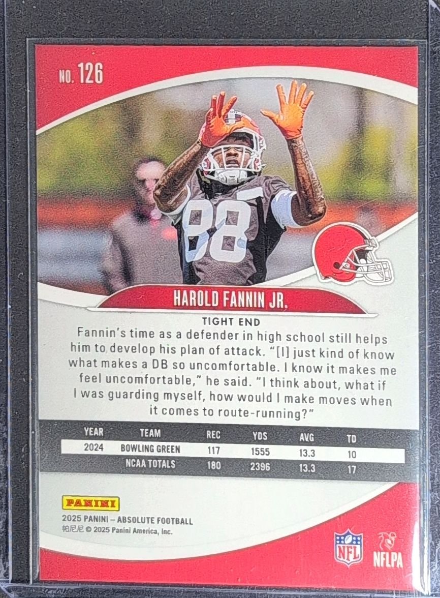 Harold Fannin Jr. 2025 Panini Absolute #126 Rookie RC Cleveland Browns - back image