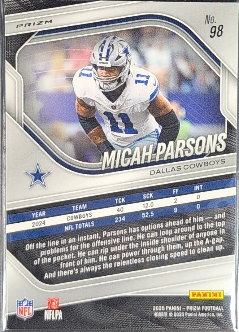 Micah Parsons 2025 Panini Prizm #98 Dallas Cowboys