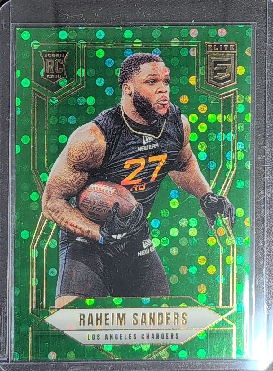 Raheim Sanders 2025 Donruss Elite #176 Green Disco Rookie Los Angeles Chargers